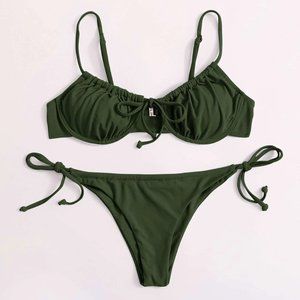 Knot Front Underwire Tie Side Bikini Swimsuit